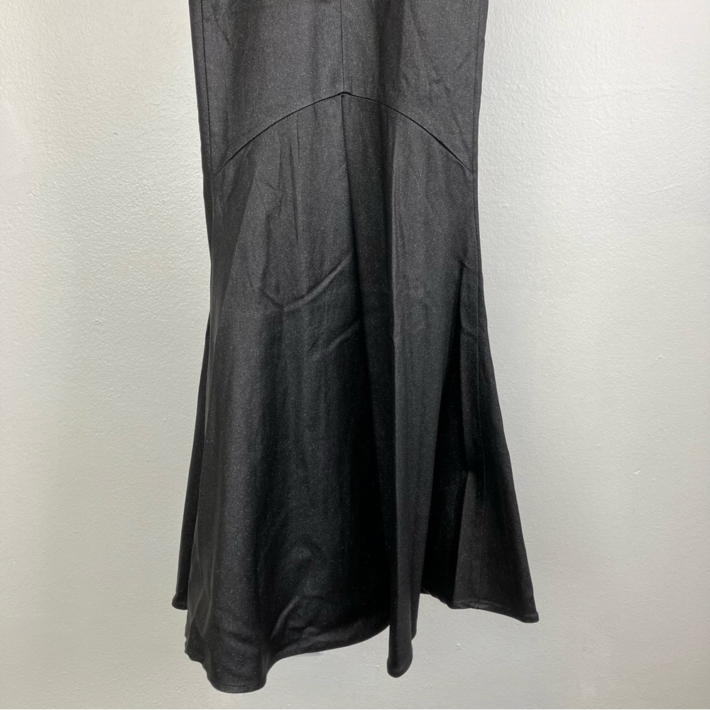 SOLD Collectif Black Glitter Maxi Prom Dress - Leather Look Mermaid Gown XS - Picture 10 of 16